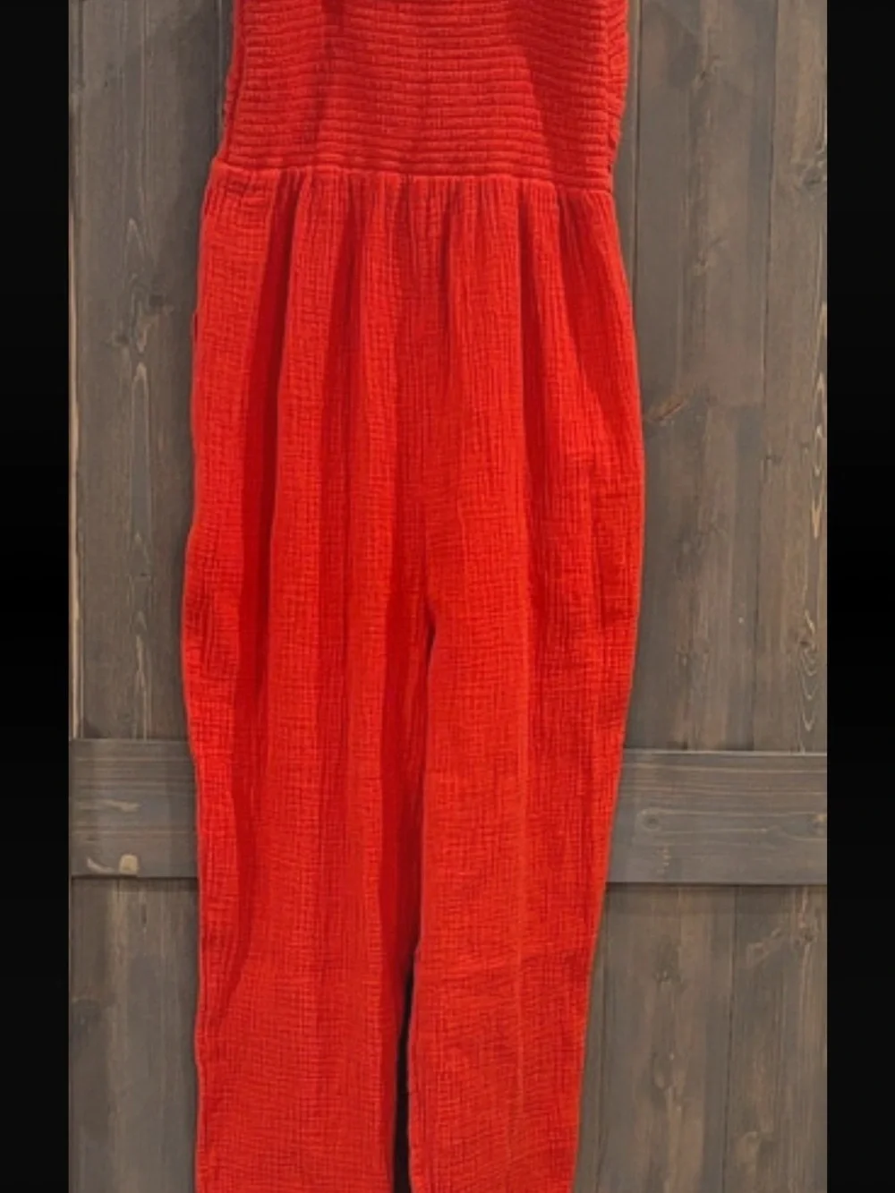 Anthropologie Saturday Sunday Red Tie-Front Spaghetti Strap Jumpsuit, size small